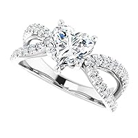 JEWELERYIUM 1 CT Heart Cut Colorless Moissanite Engagement Ring, Wedding/Bridal Ring Sets, Solitaire Halo Style, Solid Sterling Silver Vintage Antique Anniversary Promise Ring Gift for Her