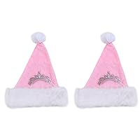 2pcs Holiday Hat Decor Christmas Pom Pom Hat Santa Claus Pom Hat Santa Hat Pink Hair Cap Winter Party Favor Santa Headwear Christmas Plush Hat Aldult Dress Hat