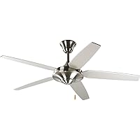 Progress Lighting P2530-09 54-Inch 5 Star Fan with Reversible Silver/Natural Cherry Blades, Brushed Nickel