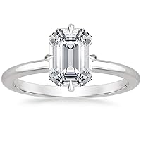 North Star Emerald Cut Moissanite Ring for Engagement, Wedding, Anniversary, Promise, Gift, Birthday, Gratitude (Solitaire, Compass Point, 2.50CT, VVS1, Near Colorless)