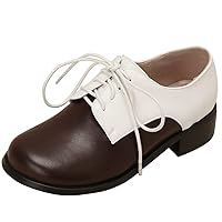 LUXMAX Women Lace Up Chunky Oxford Pumps Low Heel Round Toe Pumps