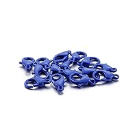 20pcs/Pack Colored Metal Lobster Clasps, Lanyard Snap Clips with Key Rings,for Bag Key Chains Connector,Jewelry Making Accessories (Blue, 16×9mm)