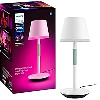 Philips Hue Go Smart Portable Table Lamp, White - White and Color Ambiance LED Color-Changing Light - 1 Pack - Indoor and Outdoor Use - Control with Hue App or Voice Assistant