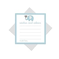 Blue Elephant Advice Cards Baby Shower Games, Perfect for Wishing Well, Birthday Time Capsule, Guest Book Alternative, Unique Guest Activity, 25 Pack