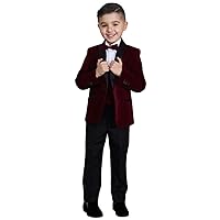 Boys' Velvet Jacket Vest & Pants Suit Three-Piece Shawl Lapel Tuxedos Wedding Prom Party Dinner