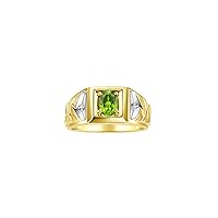 Rylos Men's Rings 14K Yellow Gold Designer Weave Band 7X5MM Oval Gemstone & Sparkling Diamond Ring - Color Stone Birthstone Rings for Men, Sizes 8-13. Unique Mens Jewelry!