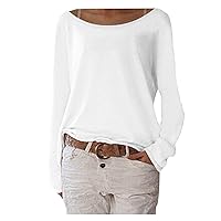 Amazon Warehouse Deals Today Loose Fitting Crew Neck Blouses For Women Sexy Casual Long Sleeve Tshirt Solid Lightweight Pullover Cozy Tops Beach Wear For Women 2024
