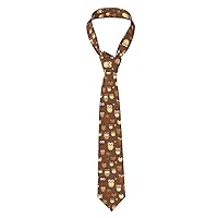 Cute Brown Cartoon Owl Print Fashionable Men'S Novelty Necktie Tie For Weddings,Business, Parties Gift For Groom