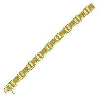 10kt Yellow Gold Mens Round Yellow Color Enhanced Diamond Link Bracelet 2-3/8 Cttw