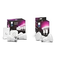 White and Color Ambiance Medium Lumen (75W) Smart Button Starter Kit & White & Color Ambiance BR30 LED Smart Bulbs, 16 Million Colors (Hue Hub Required), 2 Bulbs (578096)