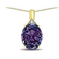 Expressions Large 12x10mm Oval Genuine Amethyst Pendant Necklace 10kt Gold