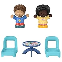 F-Price Fisher-Price Little People Card Game Figure Set - HHR45 ~ Includes 2 Little People Figures, 2 Chairs and a Table with Card Game and Cupcake Graphics, Blue, Yellow, Red