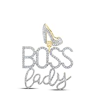 10K Yellow Gold Diamond Boss Lady Necklace Pendant 2-1/4 Ctw.
