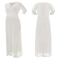 iiniim Women's Plus Size 3/4 Sleeves Lace Maxi Dress Wedding Bridesmaid Formal Evening Party Dresses