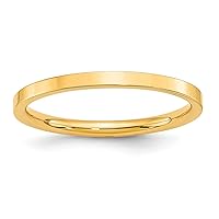 Jewels By Lux Solid 10k Yellow Gold 2mm Standard Weight Flat Comfort Fit Wedding Ring Band Available in Sizes 5 to 7 (Band Width: 2 mm)