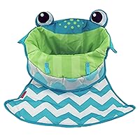 Mattel Replacement Part for Fisher-Price Sit-Me-Up Baby Floor Seat - FWY43 ~ Replacement Seat Cushion/Pad ~ Green and White Frog Print Chevron Pattern, Green, BLue, White, Black
