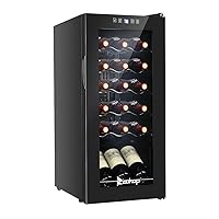 Mini Fridge Wine Cooler Refrigerator - 18 Bottle Wine, Fridge Builtin Red Wine Refrigerator Cold Rolled Plate Transparent Glass Doorblack