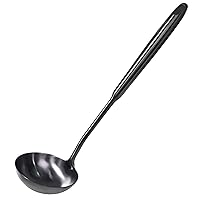 Newness Soup Ladle, [Rustproof, Heat Resistance, Integral Forming] Durable 304 Stainless Steel Soup Spoon with Vacuum Ergonomic Round Handle, Cooking Spoon for Kitchen, 13.7 Inches, Black