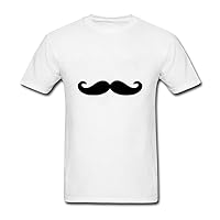 Men's BROER Funny Mustache Crew Neck Cotton Shirts White M