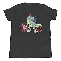 Dinosaur 4th of July Kids Boys Amerisaurus T Rex Funny T-Shirt Dark Grey Heather