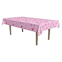 Pink Tablecover, 54” x 108” – Plastic Breast Awareness, Survivor Supplies, Ribbon Table Cloth, Cancer Free Party Decorations, 54