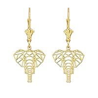 YELLOW GOLD ORIGAMI ELEPHANT LEVERBACK EARRINGS - Gold Purity:: 10K