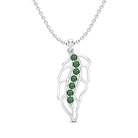 0.70 Carat Natural Emerald Gemstone Plant Leaf 925 Sterling Silver Pendant Necklace Dainty Plant Lover Jewelry Gift for Womens and Girls