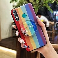 Durable Cartoon Phone Case for Itel A56/A56 Pro, TPU Waterproof Back Cover Glisten Protective Cute Fashion Design Silicone Kickstand Drift Sand Anti-dust Phone Stand Holder Cover, 1