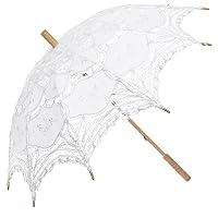 White Lace Parasol Umbrella Vintage Wedding Bridal Lace Umbrella for Decoration Photo Tea Party Adult Size