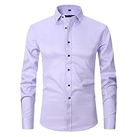 Men's Long Sleeved Slim Fit Elastic Shirt Men's Solid Color Business Men's Clothing