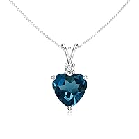 Natural London Blue Topaz Heart shaped Pendant for Women in Sterling Silver/14K Gold/Platinum