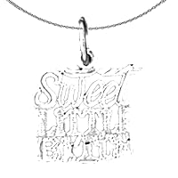 Silver Saying Necklace | Rhodium-plated 925 Silver Sweet Little Bitch Saying Pendant with 18