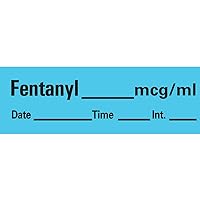 AN-7 Anesthesia Removable Tape with Date, Time & Initial, Fentanyl Mg/Ml, 333 Imprints, Blue, 1/2