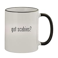 got scabies? - 11oz Colored Handle and Rim Coffee Mug, Black