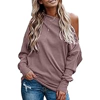 Women's Off The Shoulder Batwing Long Sleeve Sweatshirt Casual Loose Pullover Tops