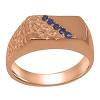 10k Rose Gold Natural Sapphire Mens band Ring - Sizes 6 to 12 Available