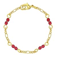 Gold Plated Unisex Red Beaded Baby Evil Eye Protection Bracelet for Babies & Infants - Beautiful Red Color Charm Bracelets for Babies - Shiny Beaded Good Luck Bracelet Jewelry for Children