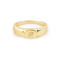Elegant jewel box Women's Oval Initial signet ring in solid Gold 9k, 14k, & 18k, Custom engraved signet ring, Gold Personalized chevalier ring, Birthday gift, RN363