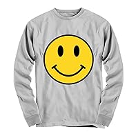 Happy Smiley Face Emoji Retro 80s 90s Plus Size Women Youth Long Sleeve Tee Ash