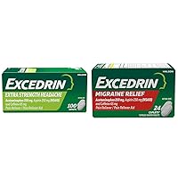 Excedrin Extra Strength 100 Count and Migraine 24 Count Pain Relief Caplets Bundle