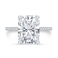3.65 CT Radiant Colorless Moissanite Engagement Ring for Women/Her, Wedding Bridal Ring Sets, Eternity Sterling Silver Solid Gold Diamond Solitaire 4-Prong Set for Her