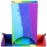 Metallic Dice Games FanRoll Fold Up Dice Tower: Watercolor Rainbow, Role Playing Game Dice Accessories for Dungeons and Dragons
