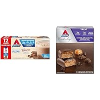 Atkins Milk Chocolate Delight Protein Shake, 15g Protein, Low Glycemic, 2g Net Carb, 1g Sugar & Endulge Chocolate Caramel Mousse Bar, Dessert Favorite, 1g Sugar, High in Fiber, 5 Count