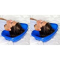 DMI Portable Shampoo Bowl for Bedside and Hair Washing, Hair Cuts and Coloring for the Elderly, Disabled, Bedridden and Handicapped, Blue (Pack of 2)