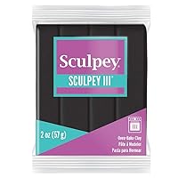 Sculpey III Polymer Oven-Bake Clay, Black, Non Toxic, 2 oz. bar