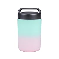 Goodful Vacuum Sealed Insulated Food Jar with Handle Lid, Stainless Steel Thermos, Lunch Container, 16 Oz, Ombre Pink to Blue