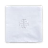 Machine Washable Corporal 100% Linen Christian Embroidered Catholic Church Communion Supplies, 18 Inch Square, Pack of 4