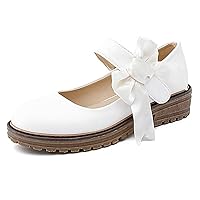 Women's Sweet Bow Mary Jane Oxford Shoes Slip On Comfy Low Heel Classic Vintage Dress Oxfords Pump