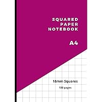 Squared Paper Notebook A4: 18mm (1.8cm) Square/Quad/Grid/Graph Ruled Journal Notepad | 100 Pages, 90gsm | Ideal for Students Maths, Science, ... Design | School, Office, Work, Home - Pink