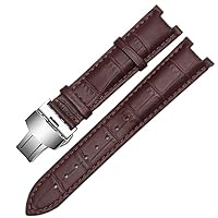 Gnuine leather watchband for GC wristband 22 * 13mm 20 * 11mm Notched strap with stainless steel butterfly buckle BAND (Color : 10mm Gold Clasp, Size : 22-13mm)
